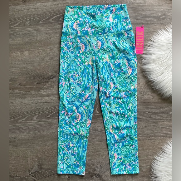 Lilly Pulitzer Other - 💐 LILLY PULITZER South Beach High Rise Leggings Surf Blue Coral of The Story